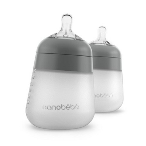 nanobebe Silicone Baby Bottle - 9oz, Color: Gray, Size: 2pk