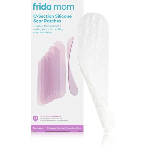 Frida Mom C-Section Silicone Strips, C-Section Recovery Must Have Scar Patches, Reusable Medical Grade Treatment for Keloid Scars, Includes Case & Pouch