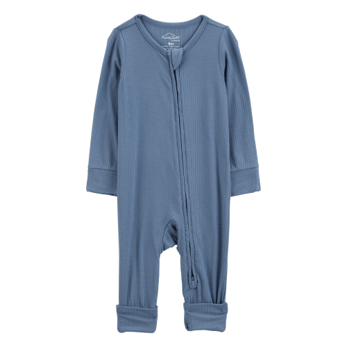 Baby Solid 2-Way Zip PurelySoft Convertible Foot Sleep & Play Pajamas - Navy