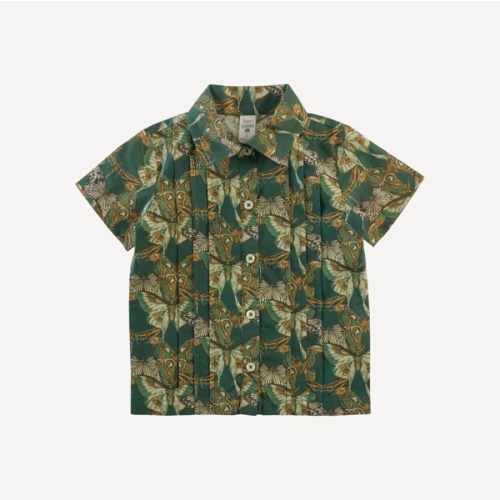 benny shirt | green moth wallpaper | organic cotton mid-weight woven