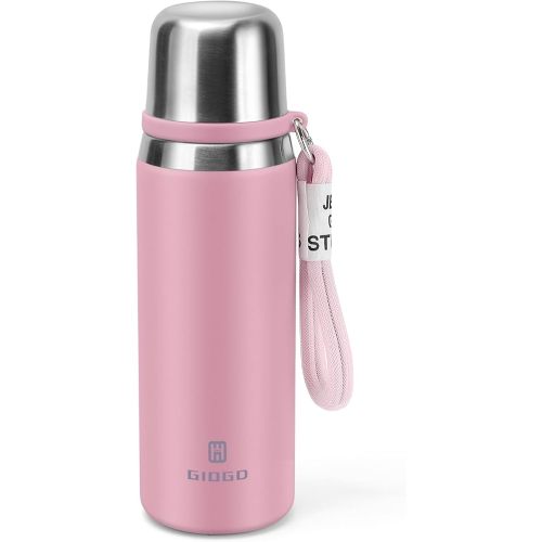 Botellas térmicas de acero inoxidable con taza de 23.7 fl oz/23.7 oz botella aislada al vacío para café caliente y frío, botella térmica de agua con taza. (rosa, 23.7 fl oz)