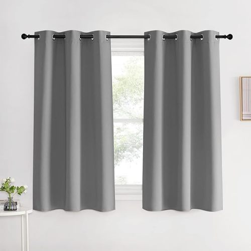 Silver Grey Blackout Curtains, 2 Panels, 42x60
