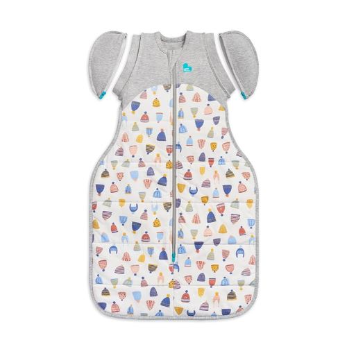 Love to Dream Swaddle UP Transition Bag Warm 2.5 TOG, Medium, 13-19 lbs, Patented Zip-Off Wings, Gently Help Baby Safely Transition from Being Swaddled to Arms Free Before Rolling Over, Happy Hats