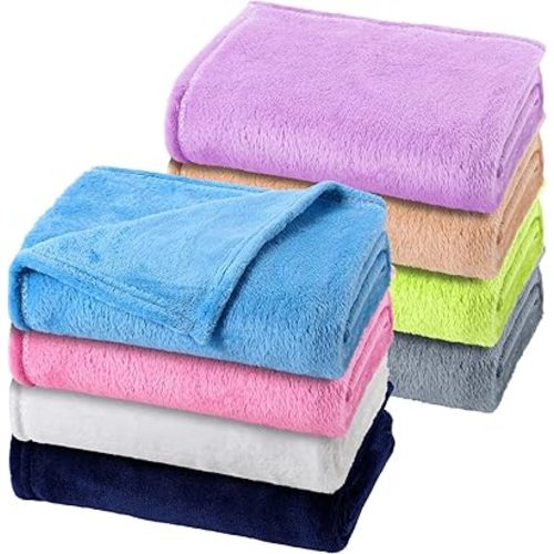 8 Pcs Fuzzy Baby Blankets 30" x 40" Soft Warm Plush Newborn Winter Receiving Essentials Toddler Infant Boys Girls Gifts Nursery Swaddling Cozy Kid Daycare Cot Blankets for Crib Stroller Nap Outdoor
