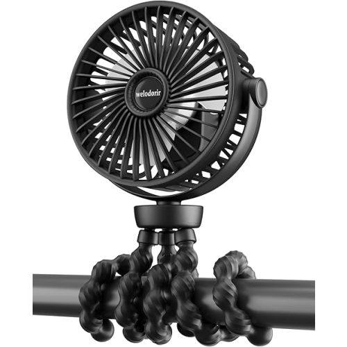 Portable Stroller Fan, 5200 mAh Rechargeable Personal Fan, with 360° Rotate Flexible Tripod and TYPE-C Port 3 Speed Small Mini USB Clip-on Fans Can Handheld and Desk for Stroller Car Seat Crib Outdoor