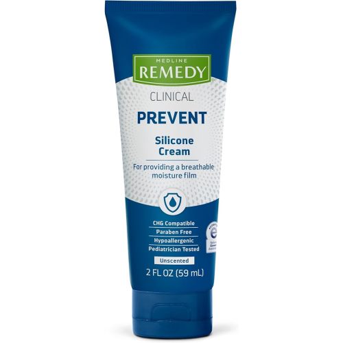 Medline Remedy Clinical Silicone Cream (2 oz), Unscented, Chapped, Sensitive Skin, Breathable, Incontinence Care, Soothing, Breathable Film, Moisturizing, Nourishing