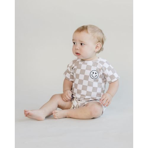 Checkered Shorts Set | Latte