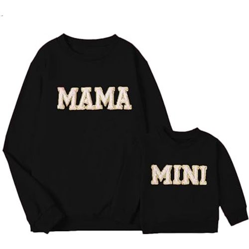Winioder Mommy and Me Matching Outfits Letter Print Crewneck Pullover Sweatshirt Long Sleeve Shirt Tops Baby Clothes