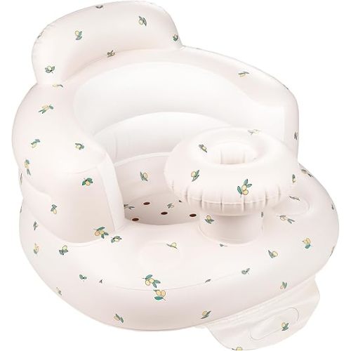 QMVESS Inflatable Baby Seat with Tray, Fully Supportive Infant Floor Seat, Baby Chairs for Entertaining, Built in Air Pump Blow Up, Learning Sit-Up Seat for Infants 3 Months & Up (Olive)