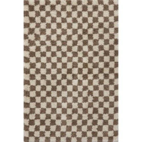 Nuloom Adelaide Checkered 9x12 Shag Indoor Area Rug for Living Room Bedroom Dining Room Nursery, Beige/Brown