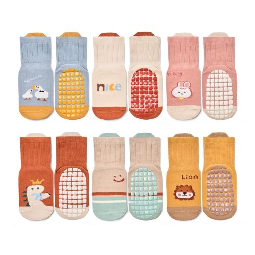Baby Non Slip Ankle Socks with Grippers for 0 Months-7 Years Old Walking Socks