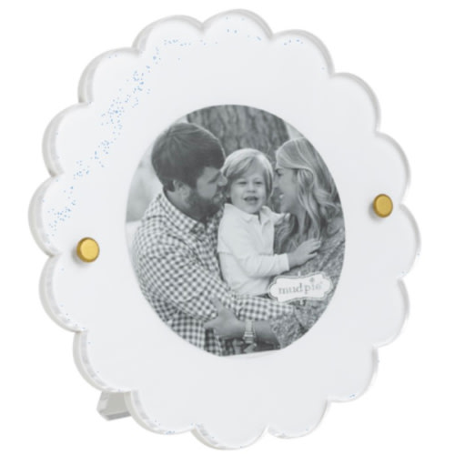 Mini White Circle Frame | 2 1/2" Photo Display with Easel | Mud Pie