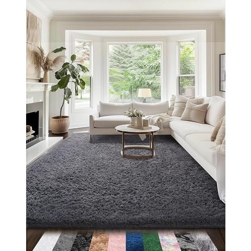 Ophanie Upgrade 5x8 Rugs for Living Room,Grey Fluffy Carpet Large Fuzzy Plush Shag Comfy Soft, Non-Slip Indoor Floor Carpet,for Kids Boys Girls, Room,Bedroom,Playroom, Home Decor Aesthetic