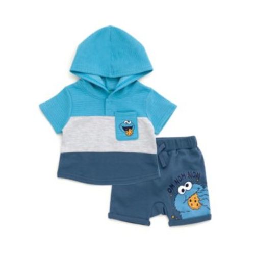 Baby Boys Cookie Monster Pullover Hoodie and French Terry Shorts