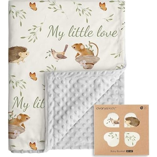 Baby Blankets for Newborn - Nursery Minky Blankets Super Soft for Boys Girls, Infant Toddler Blanket with Double Layer Dotted Backing for Baby Crib Stroller, 30 x 40 Inch, Animal World