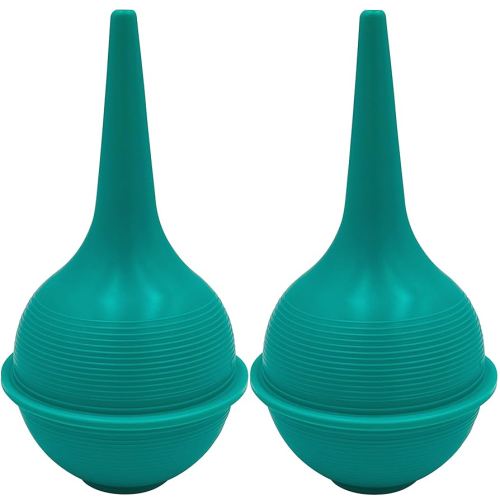 Sterile Rubber Bulb Syringe - 2 Pack, 3oz/90ml Ear Bulb Syringe For Removing Ear Wax, Baby & Adult Nasal Care, Sinus Rinse, Gentle Mucus Removal, Anti-slip Grip, Flat Bottom Design