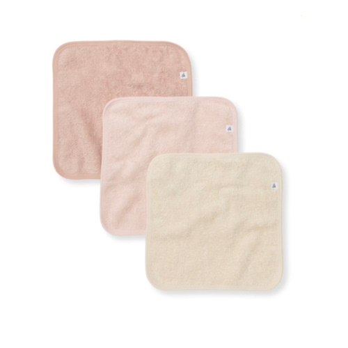 Organic Cotton Woven Terry Solid Washcloths 3 Pack Pink Sand