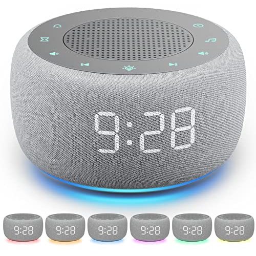 Buffbee Alarm Clock with Sound Machine for Bedrooms – 2-in-1 White Noise Machine for Sleep, Gentle Wake-Up with Soft Alarm Sounds, Ambient Night Light, Plug-in, Sleep Better, Wake Gently
