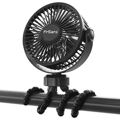 FrSara Portable Baby Stroller Fan, Stroller Fan Clip On for Baby, Safe and Quiet, 4000mAh, Baby Fan for Stroller and Car Seat, 3-Speed Adjustable, Suitable for Desks,travel,Bicycles,Camping Black - Carbon Black - Fine