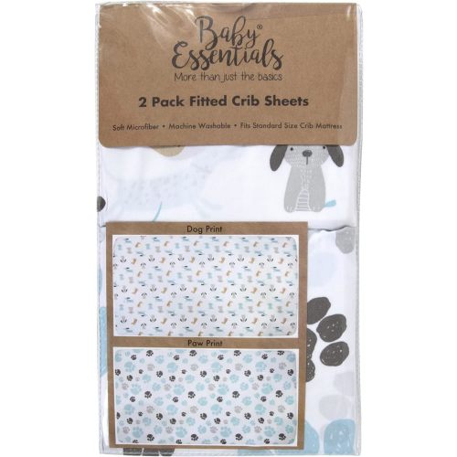 Standard Microfiber Fitted Crib Sheets for Baby Girl, Baby Boy, and Neutral, 2 Pack Crib Sheets Crib Essentials for Baby 28x52 Crib Sheets (Dogs & Paws)