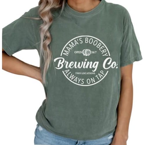 Women Maternity Shirt Comfort Colors Breastfeeding Nursing Friendly Zip Tshirt Mama's Boobery Always On Tap Tops