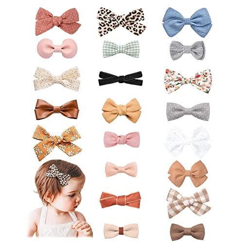 Jesries 21 Pack Baby Girls Hair Clips Bows Fully Lined Non Slip Barrettes for Fine Handmade Hair Accessories for Newborn Infant Toddler Kids