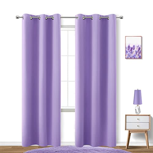 KOUFALL Lilac Purple Curtains 84 Inch Length for Girls Bedroom,2 Panels Set Room Darkening Blackout Kids Curtains for Toddler Princess,Violet Lavender