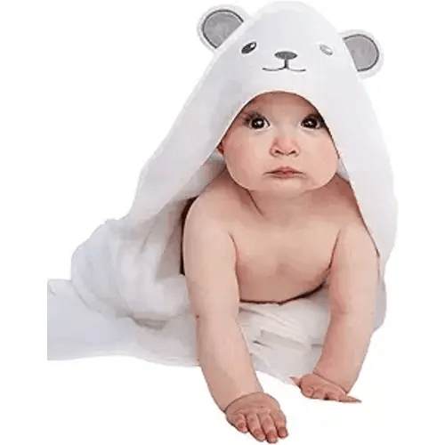 HIPHOP PANDA Hooded Towel - Rayon Made from Bamboo, Bath Towel with Bear Ears for Newborn, Babie, Toddler, Infant - Absorbent Large Baby Towel - Bear, 30 x 30 Inch