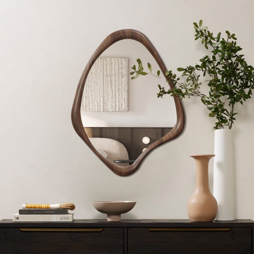 Wade Logan® Brown Wood Frame Irregular Decorative Wall Mirror & Reviews | Wayfair