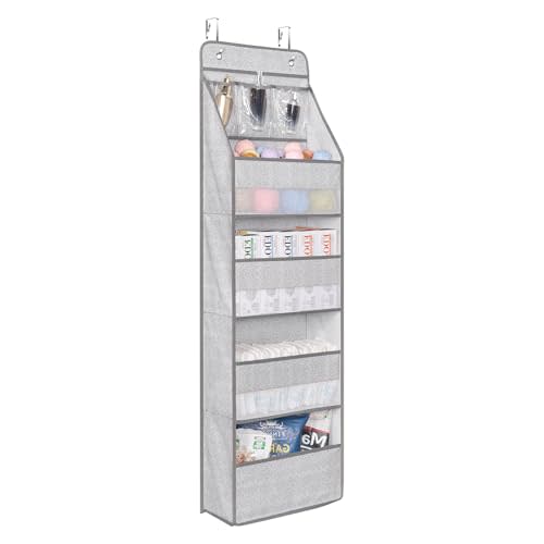 Univivi Door Hanging Organizer Nursery Closet Cabinet Over The Door Organizer with 4 Large Pockets and 3 Small PVC Pockets Door Storage for Cosmetics, Toys and Sundries