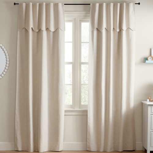 Evelyn Linen Scallop Valance Blackout Curtain | Pottery Barn Kids