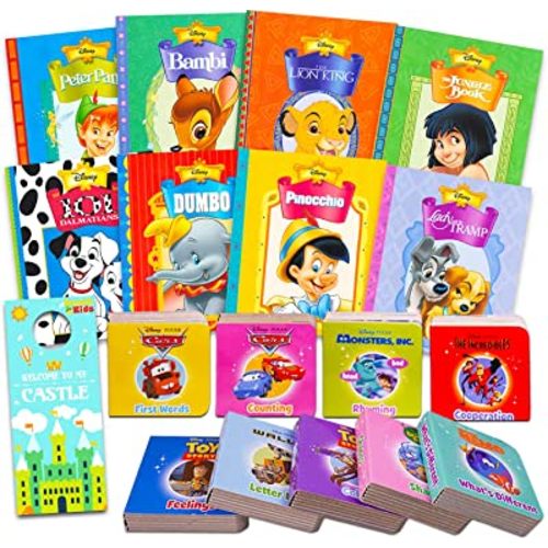 Disney Storybooks Set for Toddlers, Kids - Bundle of 17 Disney and Pixar Books for Boys, Girls Featuring Cars, Bambi, Toy Story, Dumbo, and More (8 Disney Storybooks, 9 Pixar Look and Find Books)