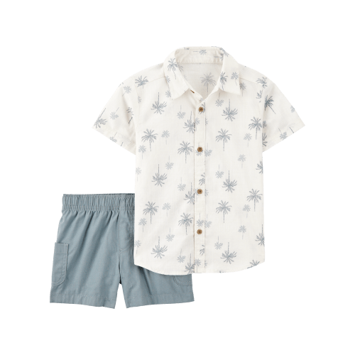 Baby 2-Piece Palm Tree Print Short Set - Ivory/Blue - Carter's | 12M