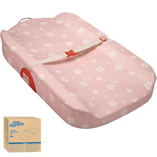 Tiny Marvels Non-Slip Changing Pad, Upgrade Size (18" x 31.50"), Soft Washable Cover, Safe Contoured Baby Changing Pad Fits Standard Changing Tables & Dressers