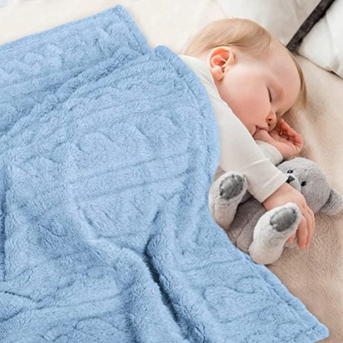 Baby Blanket for Boys or Girls 3D Fluffy Fuzzy Blanket for Baby, Soft Warm Cozy Flannel Fleece Warm Blanket, Infant or Newborn Receiving Blanket (30x40inch, Blue ) - 30 x 40 Inch