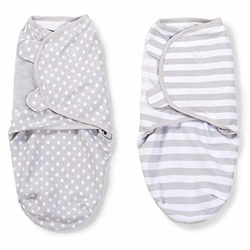 SwaddleMe Original Swaddle – Size Small, 0-3 Months, 2-Pack (Grey Dot Stripe) - Pack of 2