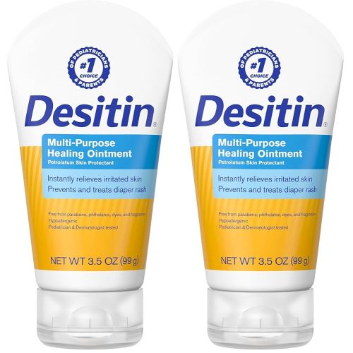Desitin Skin Protectant and Diaper Rash Ointment Multi-Purpose with Vitamins A & D, Travel Size, 3.5. Oz Tube (Pack of 2)