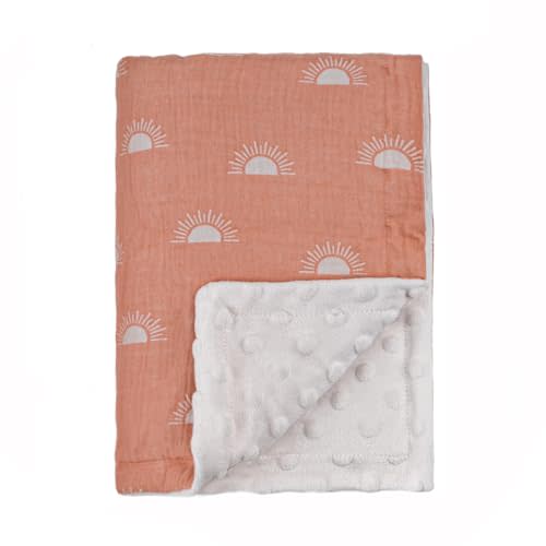 Soarwg Kids Baby Blanket Unisex Newborn, Super Soft Nursery Minky Blankets with Muslin Cotton for Boys Girls, Toddler Baby Nursery Bed Blanket Shower Gifts, 30 x 40 Inch