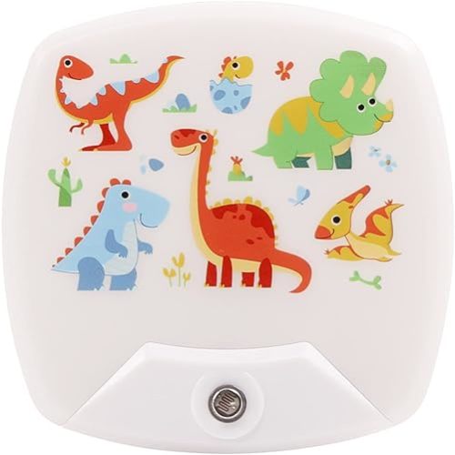 2 Pack - Cartoon Dinosaur LED Plug-in Night Light for Kids - Wall Lamp Take Good Care Children Sleep Light Sensor Auto Controlled Nightlights for Baby Nursing B