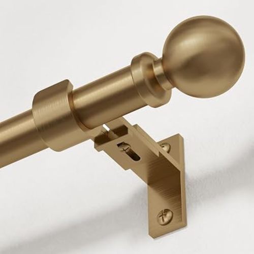 Heavy Duty Antique Brass Curtain Rod, 34-124 Inch, Warm Gold