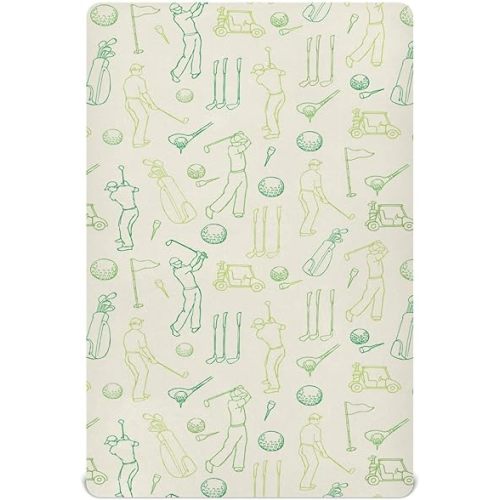 Fitted Crib Sheets for Baby Boys or Girls Soft Breathable Baby Play Yard Sheet for Standard Size Crib Mattress 52x28in Various Golf Images Player Pattern