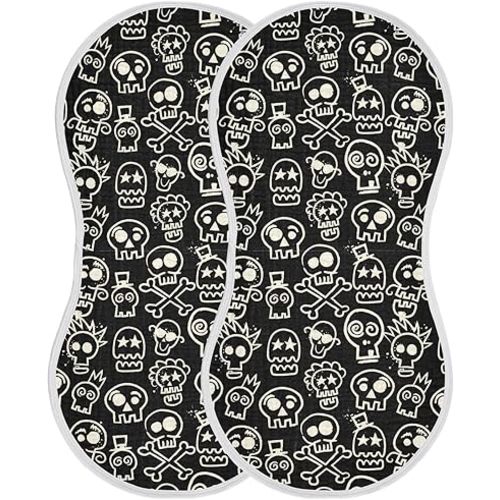 J JOYSAY Black Rough Skull Baby Burp Cloths for Boys Girls Large 22''x11'' Cotton Baby Extra Absorbent Soft 4 Layer Burp Rag for Girl Babies 2 Pack