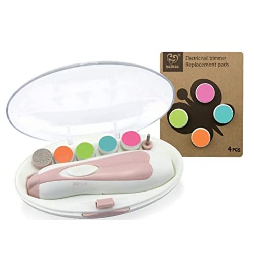 haakaa Baby Nail Trimmer Electric Baby Nail Clippers Kit for Newborn, Toddler or Adults Fingernails and Toenails Care with Extra 4 Replacement Pads New Combo - 10 nail trimmer pads