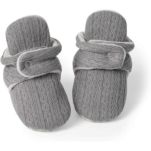 Sawimlgy Newborn Infant Baby Girl Boy Cotton Booties Stay On Sock Slippers Soft Bedroom Shoes Non-Skid Ankle Boots With Grippers Toddler Crib Warm Shoe First Walker Birthday Shower