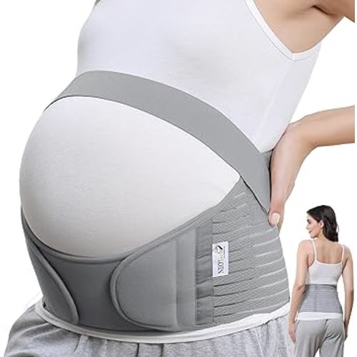 NeoTech Care Pregnancy Support Maternity Belt, Waist/Back/Abdomen Band, Belly Brace (Size L, Grey Color)