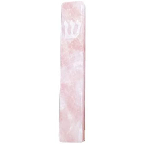 A&S Mezuzot Quartz Mezuzah Case with Engraved Shin Design Easy Peel and Stick Judaica Door Mezuza (Pink, 5 Inches)