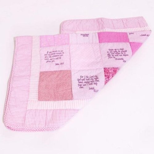 Comfort in the Word ® Embroidered Scripture Baby Quilt, Pink