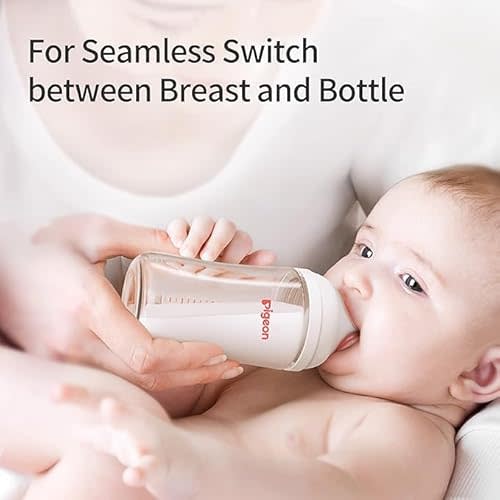 Pigeon Glass Nursing Baby Bottle Wide Neck(Pack of 3), Streamlined Body, Natural Feel, Easy to Clean, Heat-Resistant,5.4Oz and 8.1 Oz