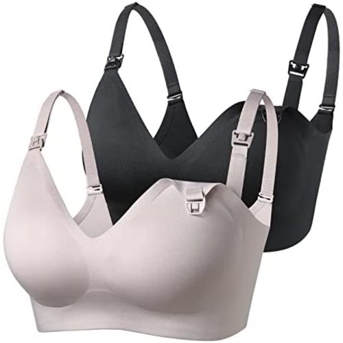 Momcozy Nursing Bras for Breastfeeding, YN21 Seamless Ultra Comfort Maternity Bra, Natural Shape, Pregnancy Sleep Bralette