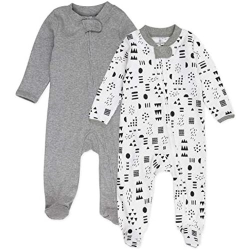 HonestBaby Baby Boys' 2-Pack Sleep and Play Footed Pajamas One-Piece Sleeper Jumpsuit Zip-front Pjs Organic Cotton